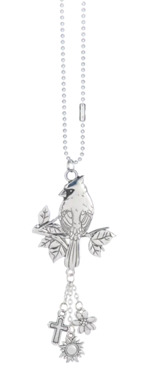 Silver Car Charm - Cardinal