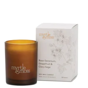 Soy Wax Candle - Rose Geranium, Grapefruit and Clary Sage