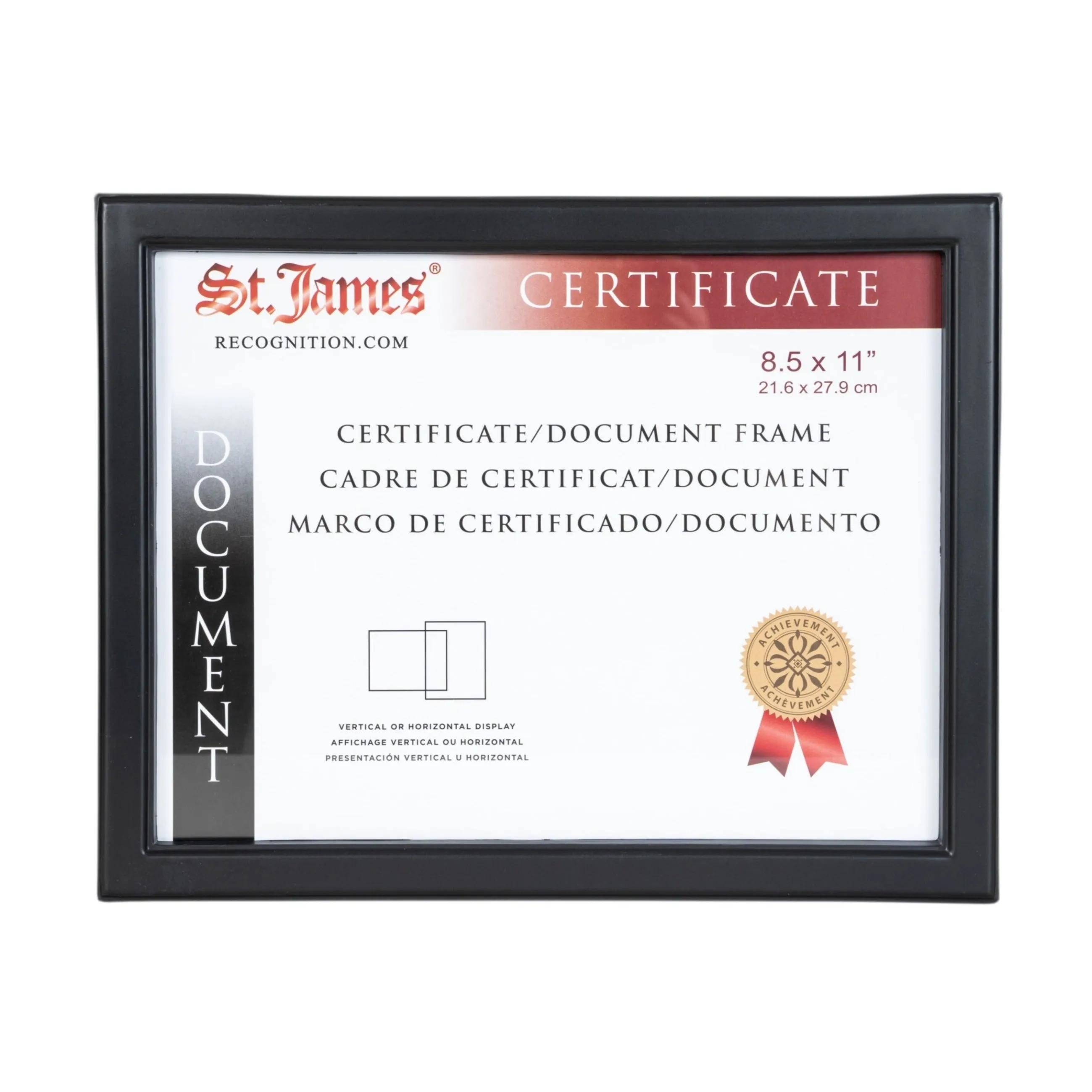 St. James® Certificate/Document/Diploma Frame, 8.5x11", Black, 83913