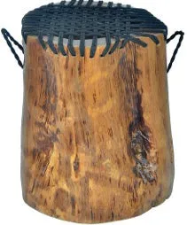 Teak Rope Stool - Black Rope