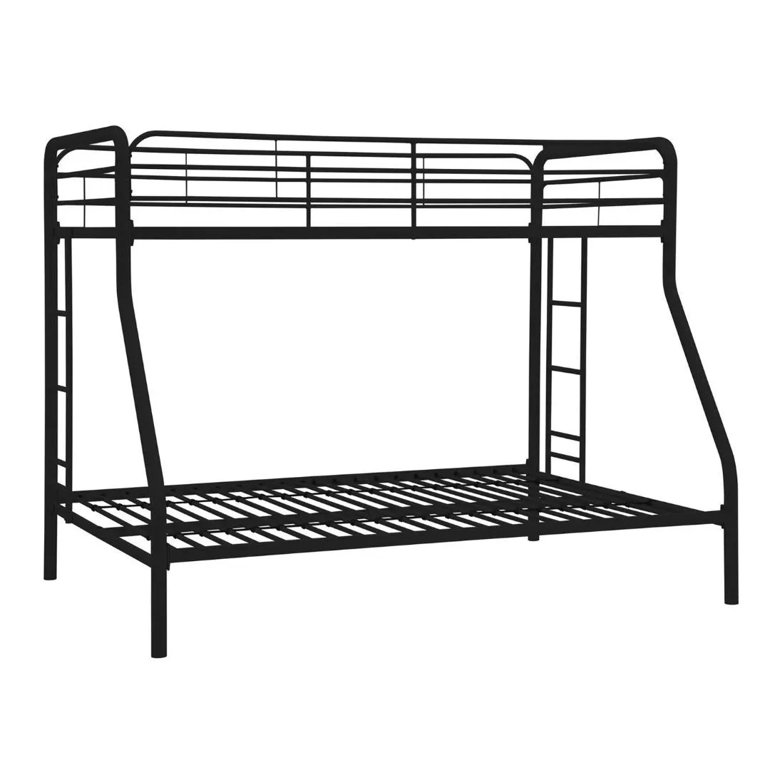 Twin over Full size Bunk Bed in Sturdy Black Metal