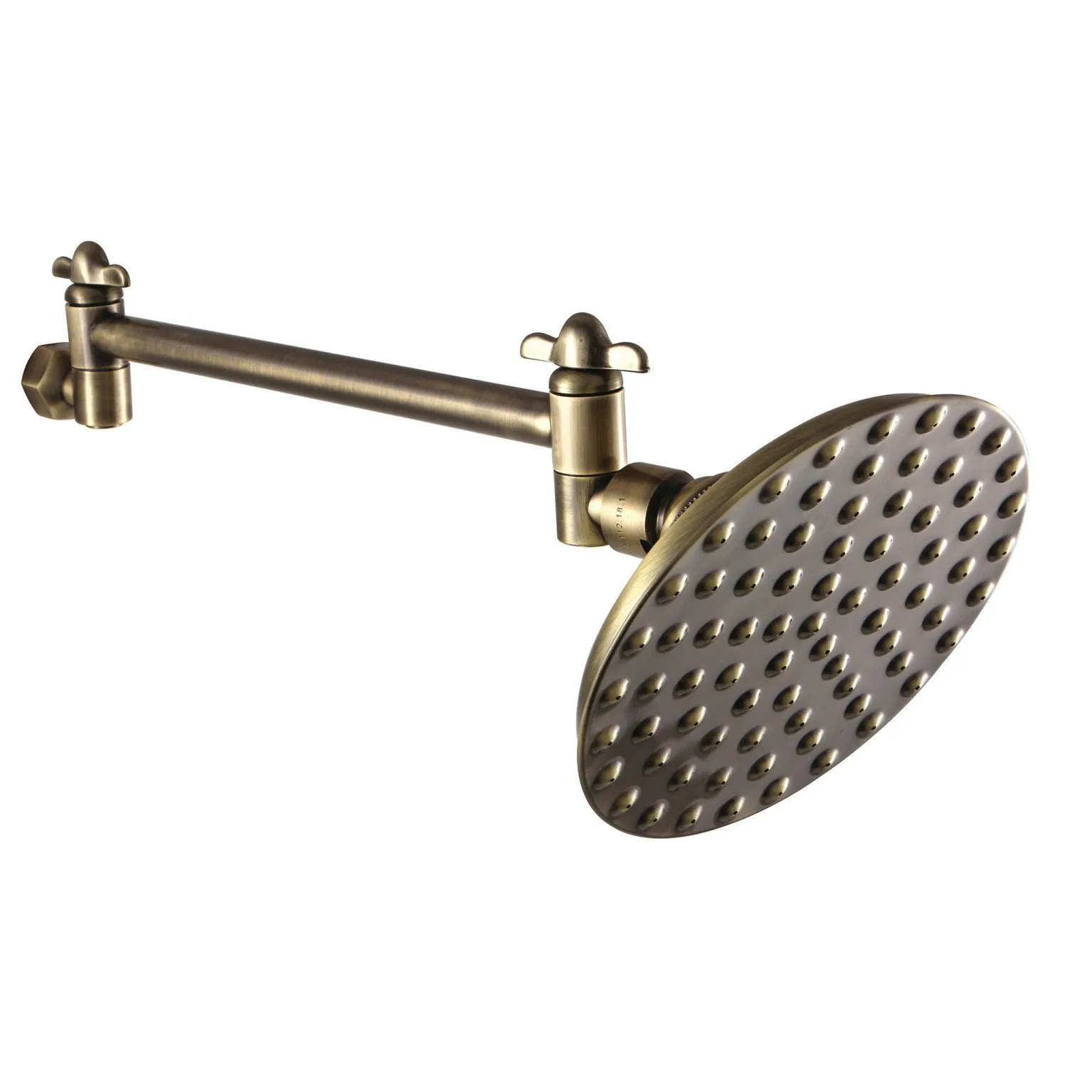 Victorian 5-1/4-Inch Round Raindrop Brass Shower Head with 10-Inch High-Low Shower Arm