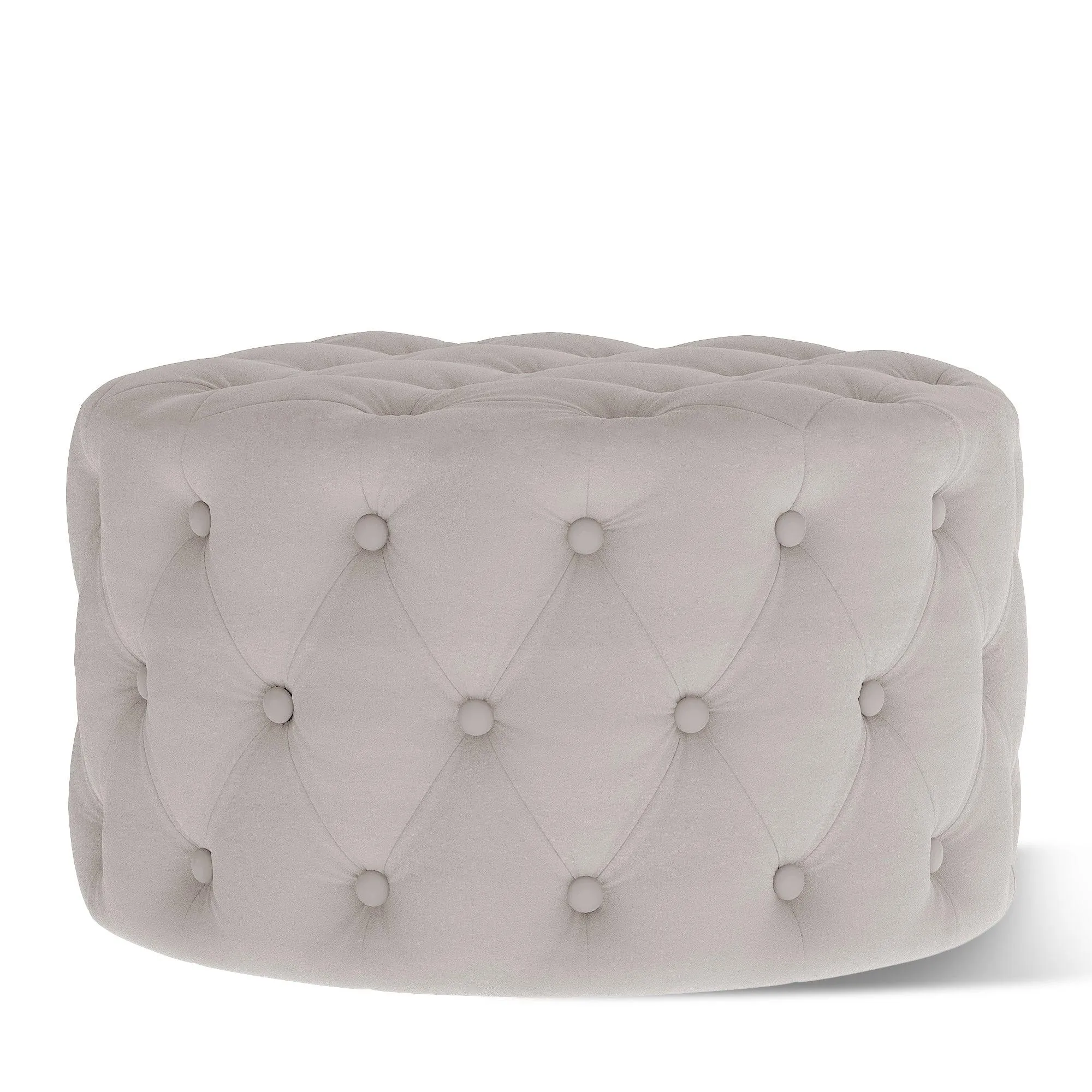 WIIS' IDEA Classic Button Tufted Velvet Round Ottoman - Beige