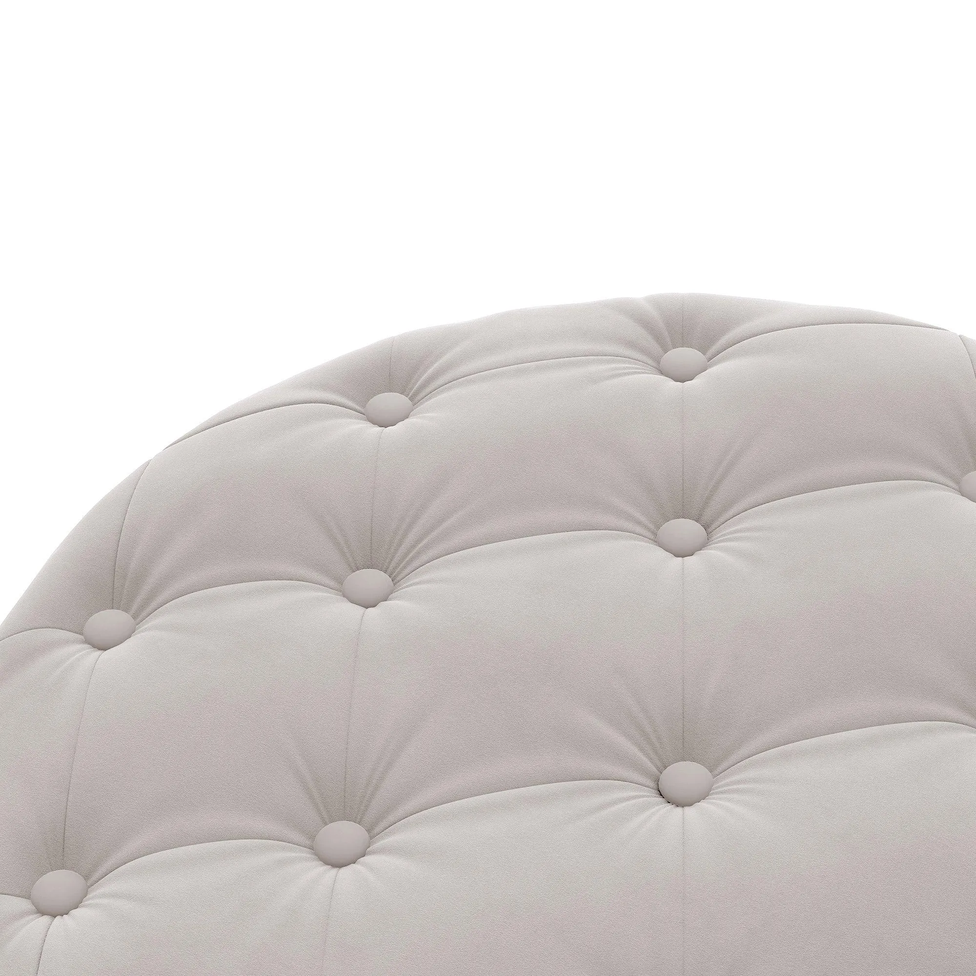 WIIS' IDEA Classic Button Tufted Velvet Round Ottoman - Beige