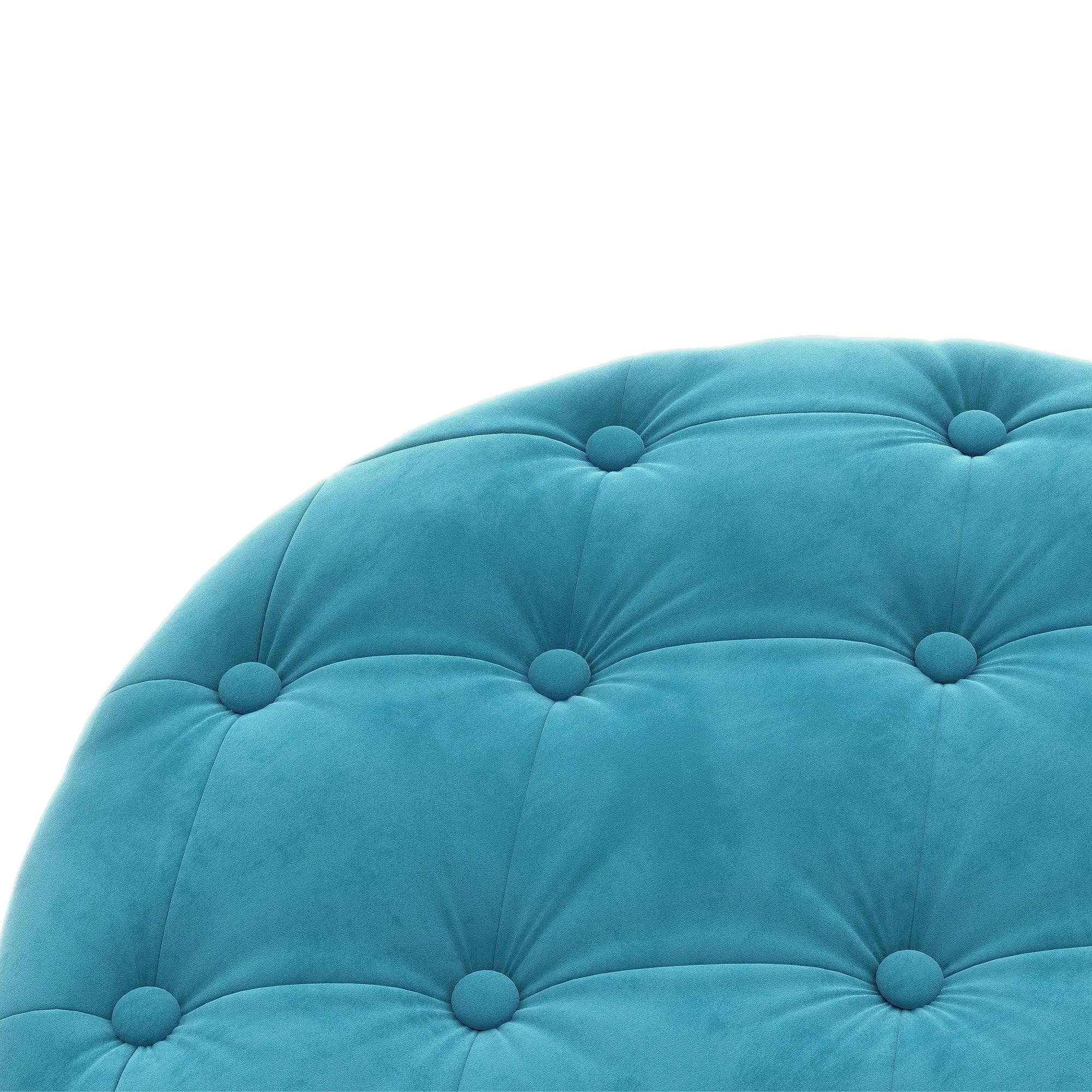 WIIS' IDEA Classic Button Tufted Velvet Round Ottoman With Storage - Blue