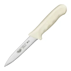 Winco KWP-31 3.5" Serrated Paring Knives with White Polypropylene Handle, 2pcs/pk